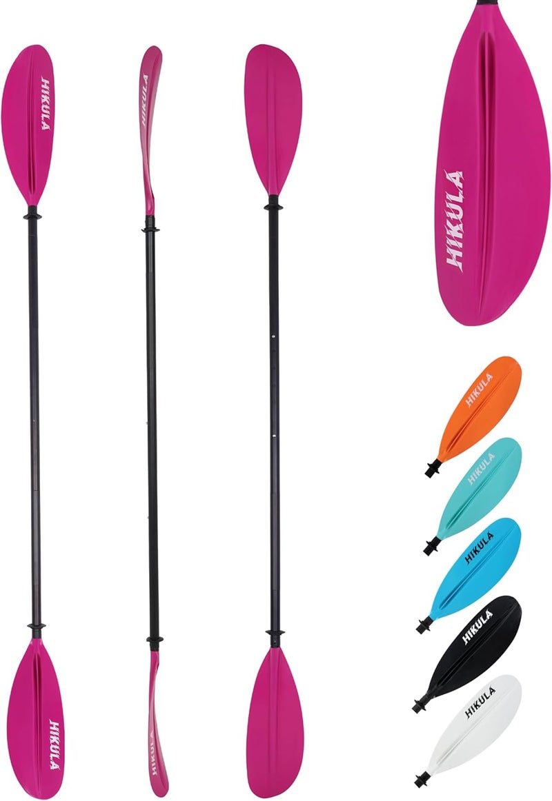 HIKULA Kayak Paddles Aluminum Shaft Paddle with Nylon Blades, Floating Adjustable Kayaking Oars, 3 Piece, 220-240cm/86-94 Inches,Black/Rose/Teal - Image 1